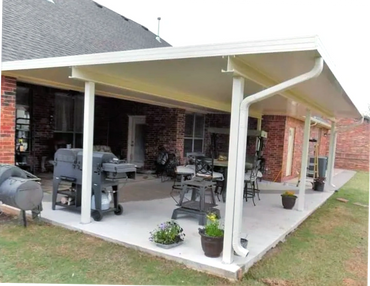 30ft x 24ft structural insulated panel patio cover using extruded aluminum I-beams Built in Mustang