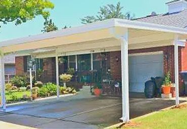 20x20ft attached flat pan aluminum carport with larger 10 inch Cee beam beams. all White in color