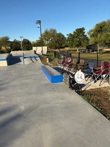 Chairs for parents to watch Westmont Park District Skateboard lessons by Skate Lessons Chicago