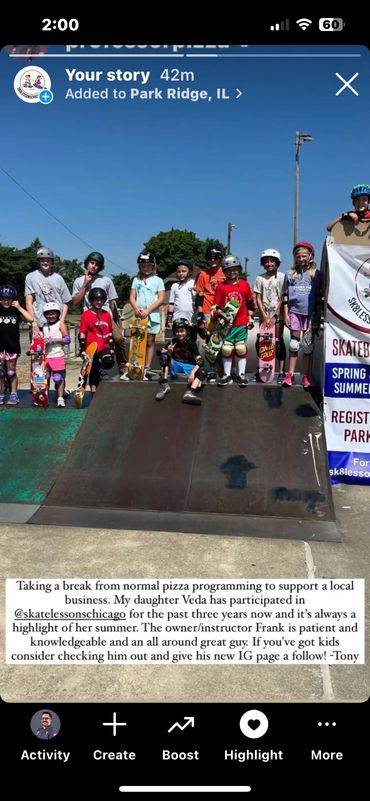 Park Ridge Park District Testimonial photo at skateboard camp by Skate Lessons Chicago