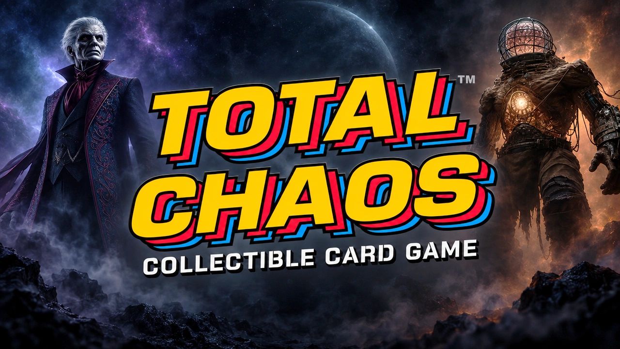 Total Chaos Logo with Dracula on left and The monster on the right