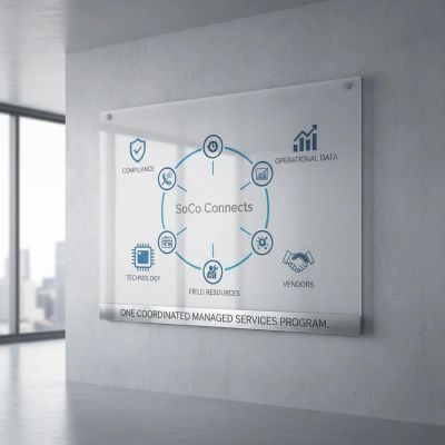 Wall-mounted SoCo Connects diagram illustrating coordination.
