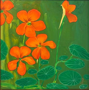 vibrant colors, flowers, home or office,  colorful cheer. abstract, botanical, art, painting