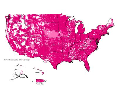 T-Mobile coverage map, 4G LTE network, Simple Mobile Coverage Map.