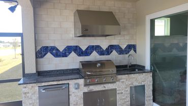 Tiled backsplash on existing kitchen on Palmary model