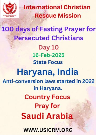 ICRM 100 days of Fasting Prayers for Persecuted Christians, Pastors, Churches, Peace.