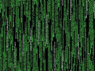 Green digital code resembling a Matrix-style screen.