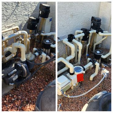 Before and after pump filter replacement