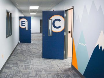a picture of doors and wall covered in vinyl