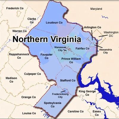 a map picture of Norther Virginias counties. 