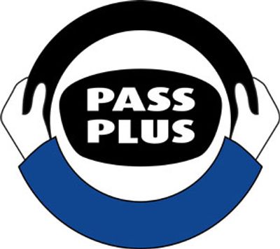Logo featuring a steering wheel with the words 'PASS PLUS' inside.
