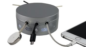 Lighted Motion Sensor Charger Cord Holder Silver