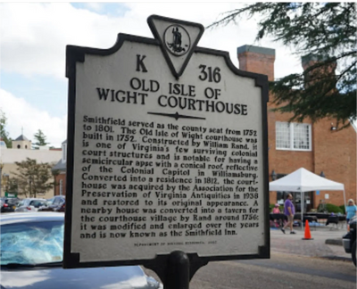 1750 Courthouse Marker in Isle of Wight County