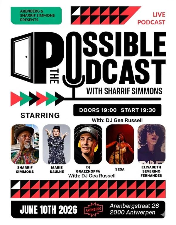 Poster for The Possible Podcast live event on June 10th, 2026 in Antwerp.