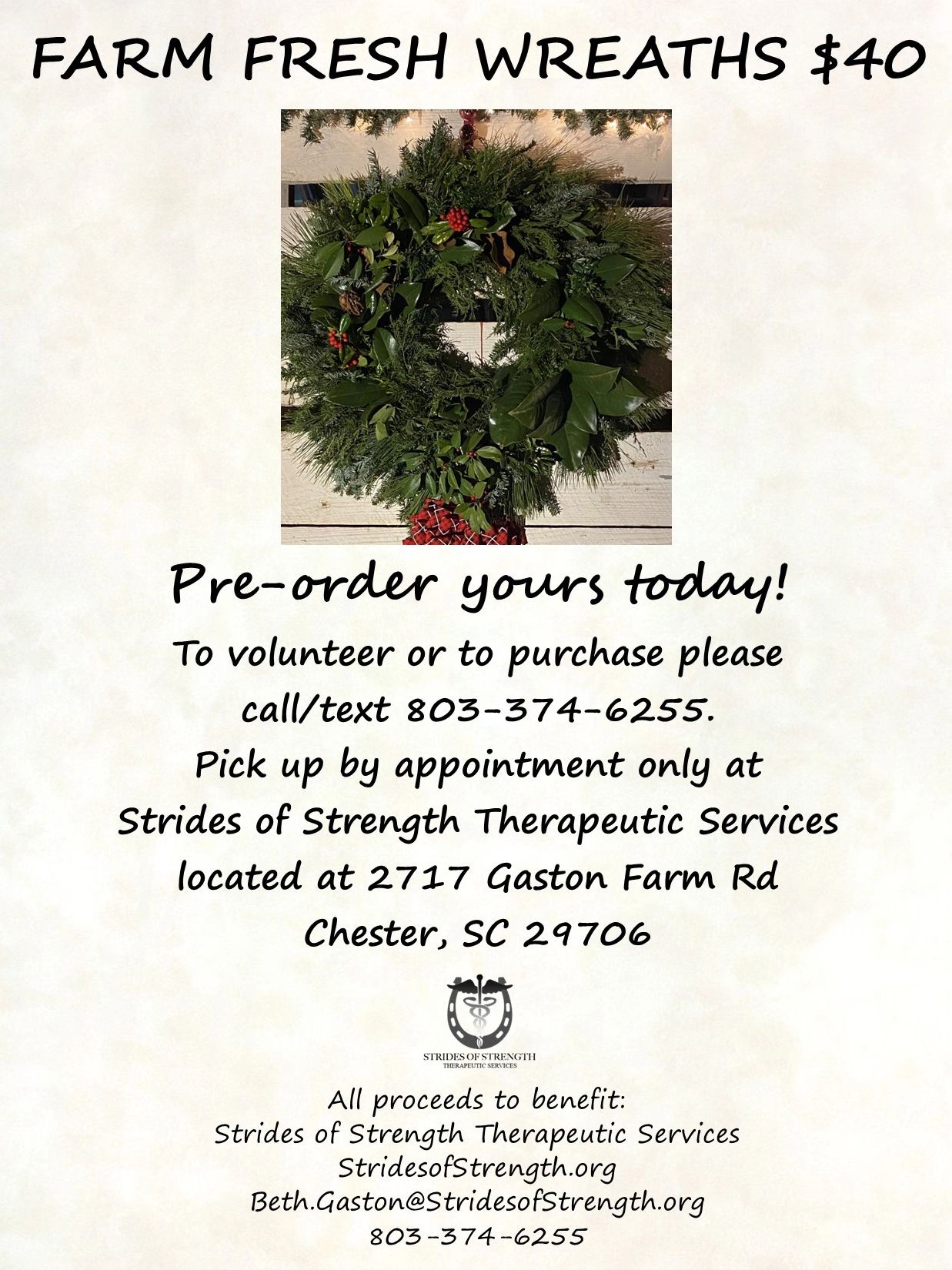 a poster for farm fresh wreaths