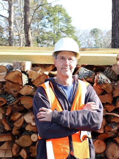 Stacked and split firewood pile.