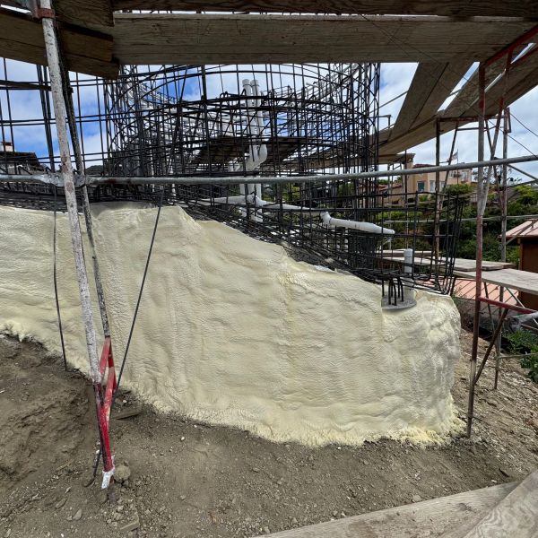 Closed cell spray foam installed to to this new pool underconstuction on a hillside in La Jolla, San