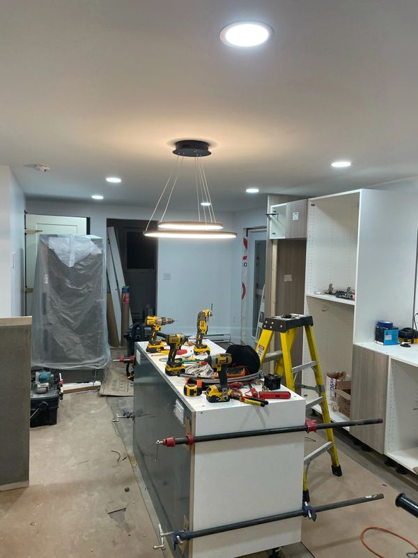Electrical remodeling with pot lights and fixtures