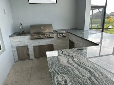 Outdoor grill and seating area