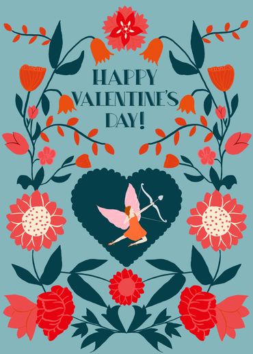 Happy Valentine's Day hand-lettered art from the Cupid's Garden collection - Michelle Ingari