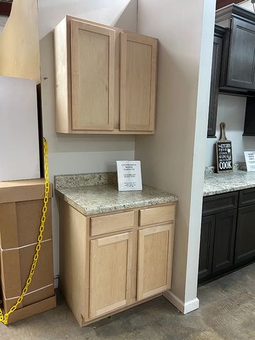Budget Sales has in-stock unfinished shaker cabinets.