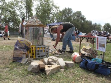Cal the Stoner carving Hedron Ressurection at the Kyneton Lost Trades Fair