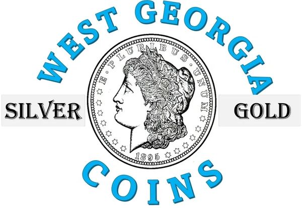 West Georgia Coins logo with a vintage coin illustration and silver and gold labels.