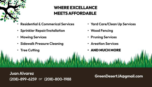Flyer advertising affordable residential and commercial yard services by Juan Alvarez.