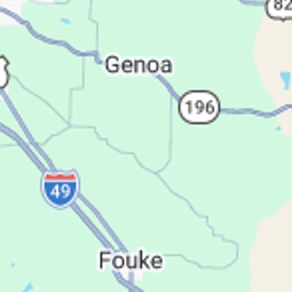 Map section showing Genoa and Fouke with highways 49 and 196.