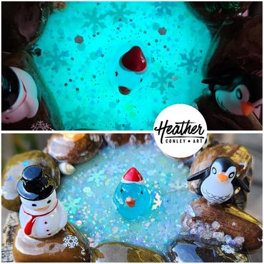 Handmade gliwing fairy garden pond by Heather Conley