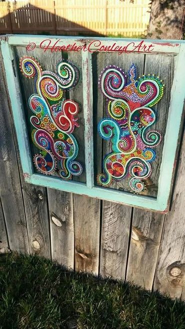 Whimsical hand-painted window