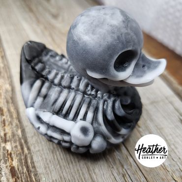 Black snd white resin ducky.