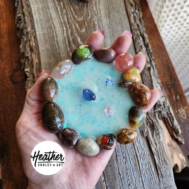 Handmade gemstone fairy garden pond by Heather Conley