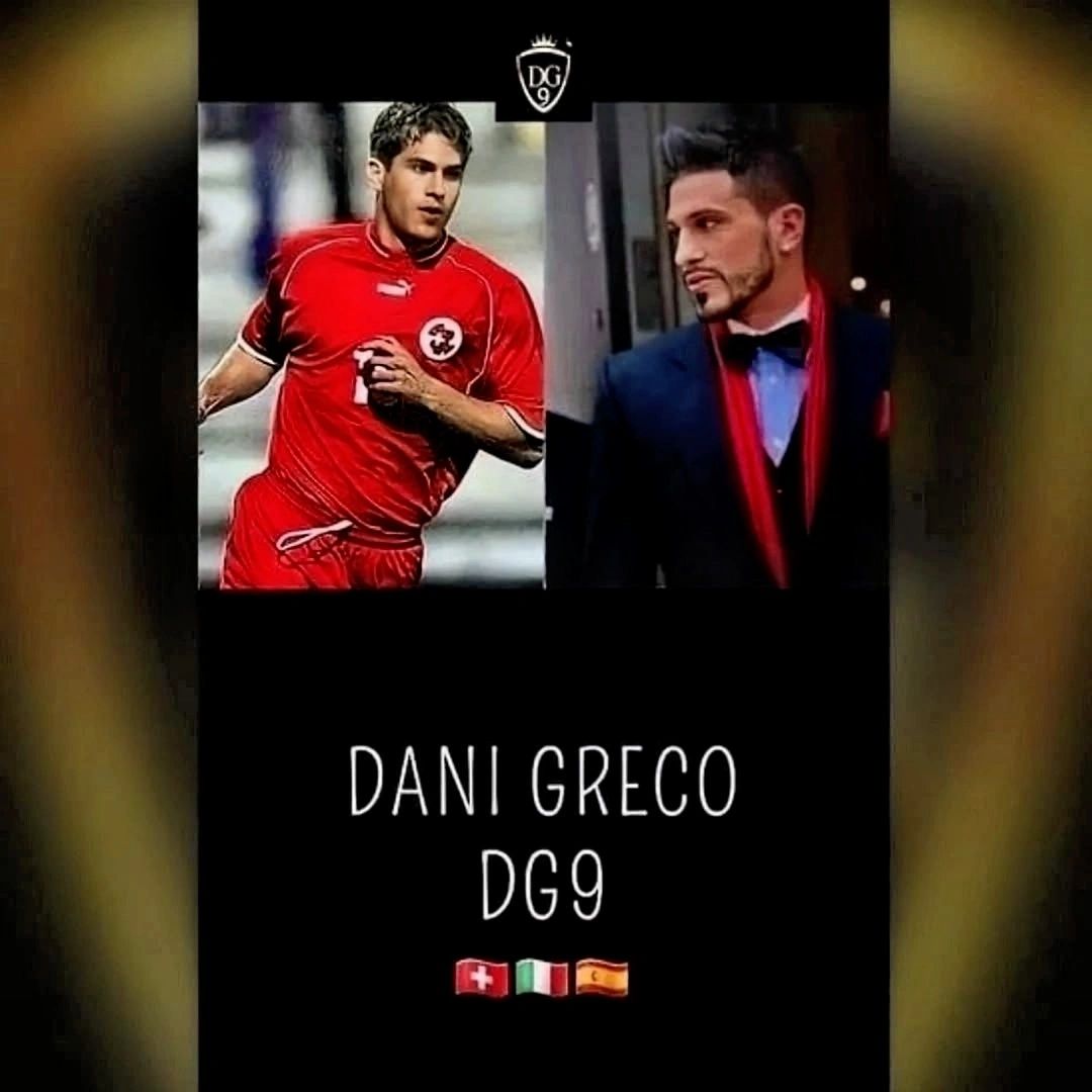Comparaison de Dani Greco en footballeur et en homme élégant.