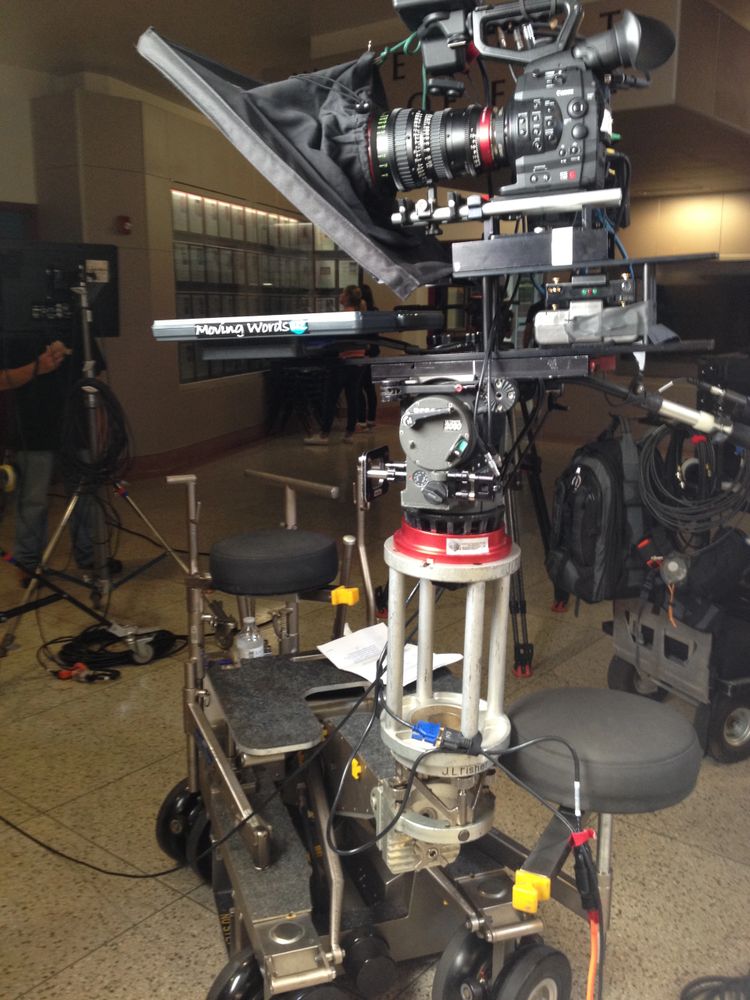 teleprompter rental mounted on Fischer dolly