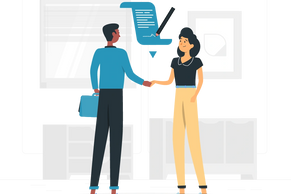 two people signing a contract