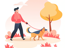 man walking dog