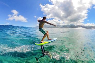 wakefoil on clear water