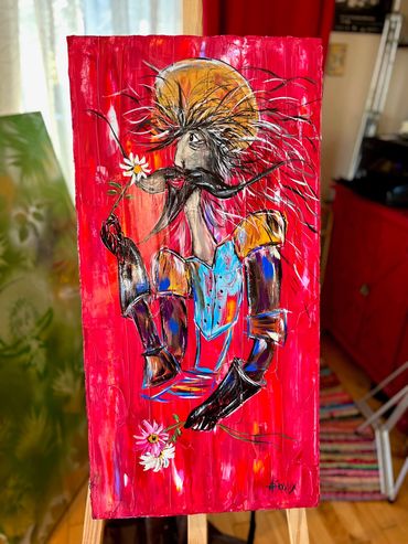 Titre : Fleurs d'armes
Acrylique sur toile, fond de mortier ( 2022)
30'' X 15''
C'est vendu ! Merci