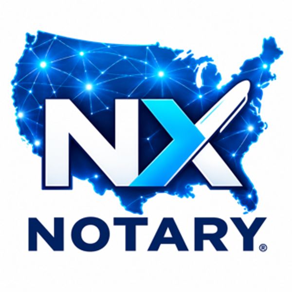 NX Notary logo over a connected map of the US.