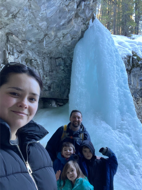 On a hike in troll falls with the family