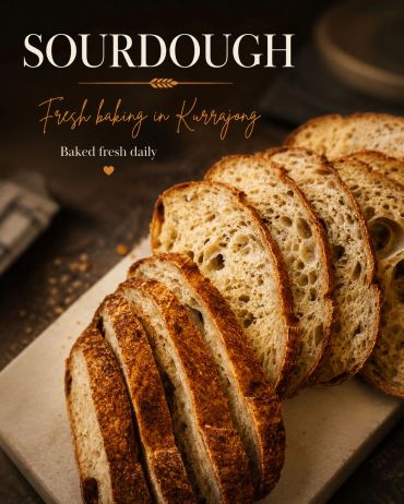 Sliced sourdough bread fresh from Kurrajong bakery.