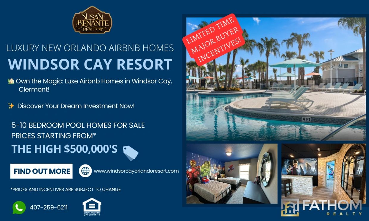 Airbnb homes for sale near Disney World FL in Windsor Cay Resort Clermont by Pulte. 