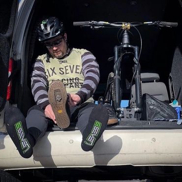 Mountain bike in the back of a van