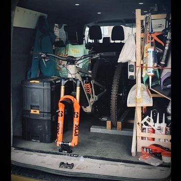 Mountain Bike in the back of a van
