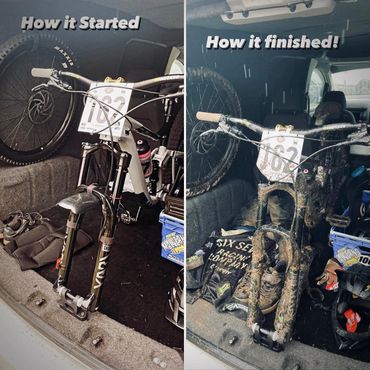 Mountain bike in the back of a van