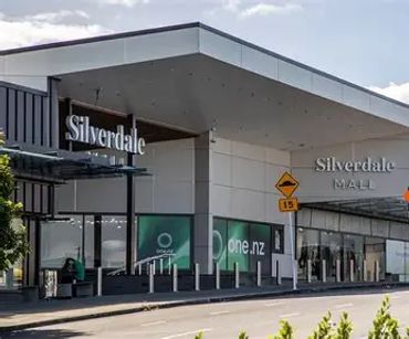 Silverdale Mall exterior with clear skies.
