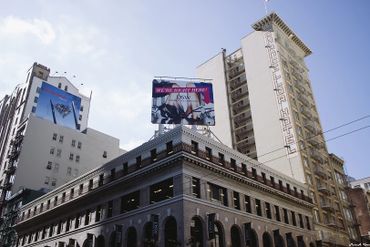 DSW Roof Billboard Install Union Square San Francisco CA