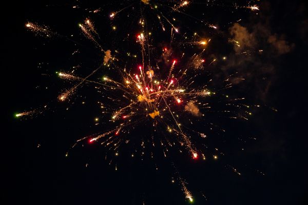 wedding day fireworks in the sky to send off the bride and groom