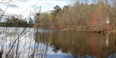Pond at Charlie Elliott Wildlife Center, located in Mansfield Georgia